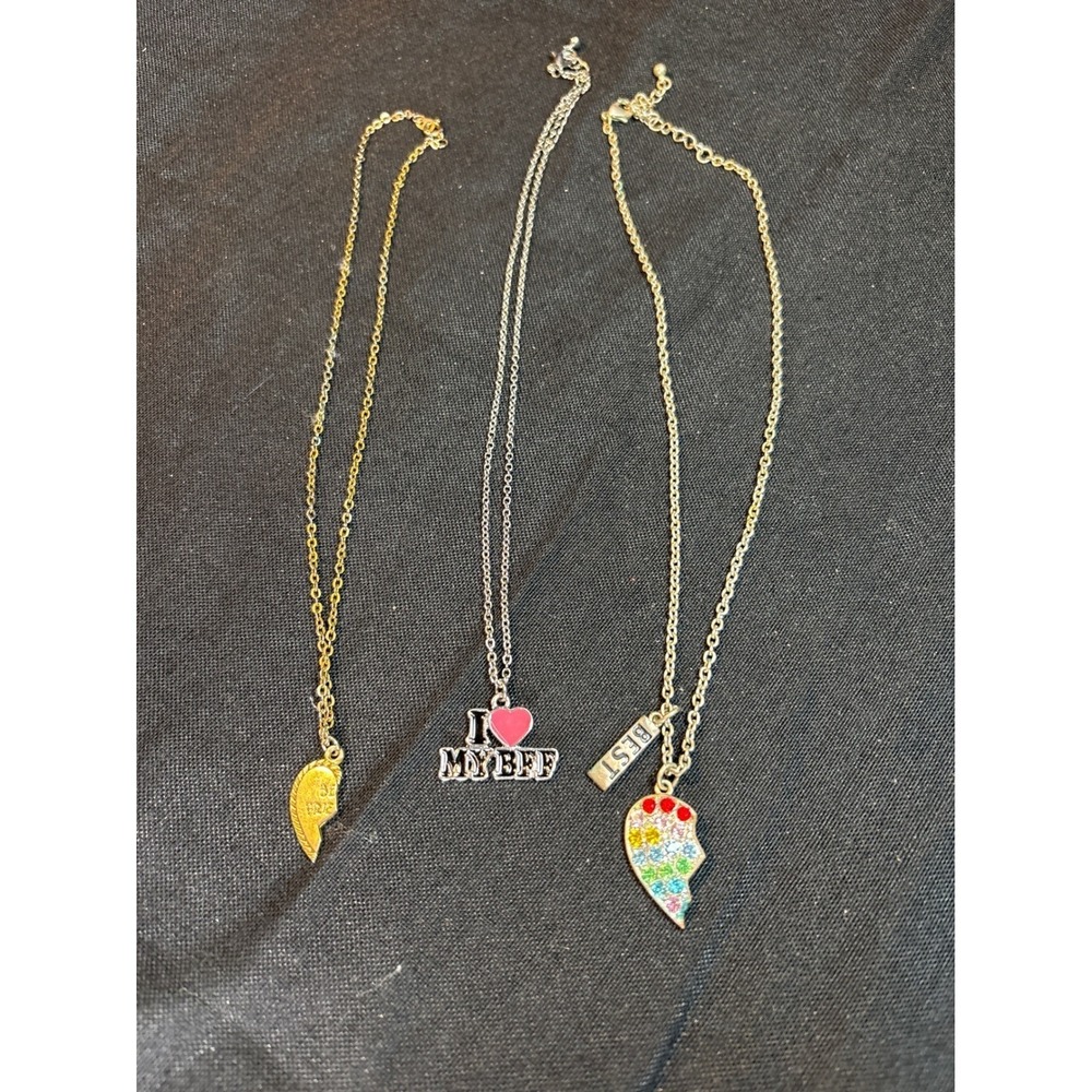 3 BFF‎ Necklaces Best Friends Heart Puzzle Charm Set Gold Silver Tone
